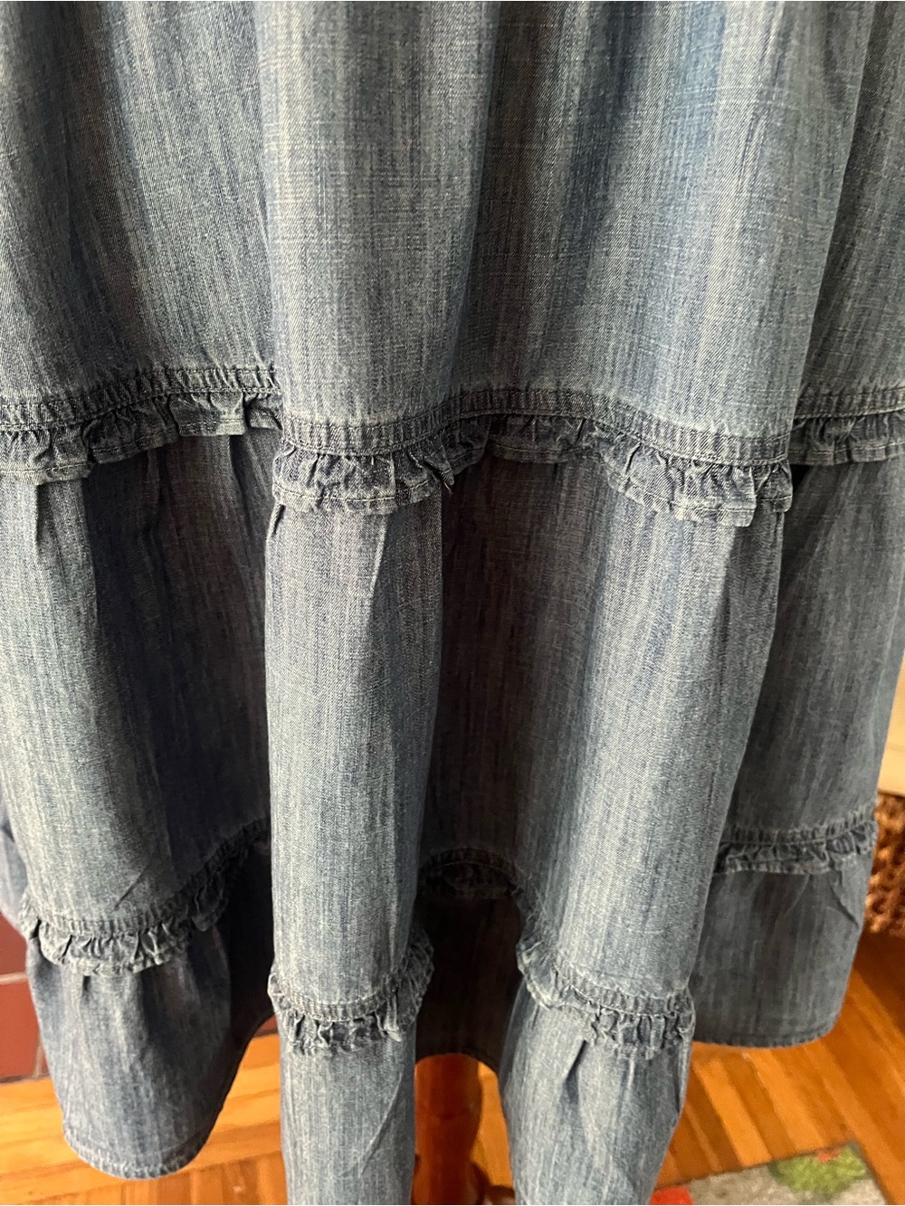 Lane Bryant Chambray Denim Tiered Midi Dress with Pockets | Size 18 - Picture 3 of 8